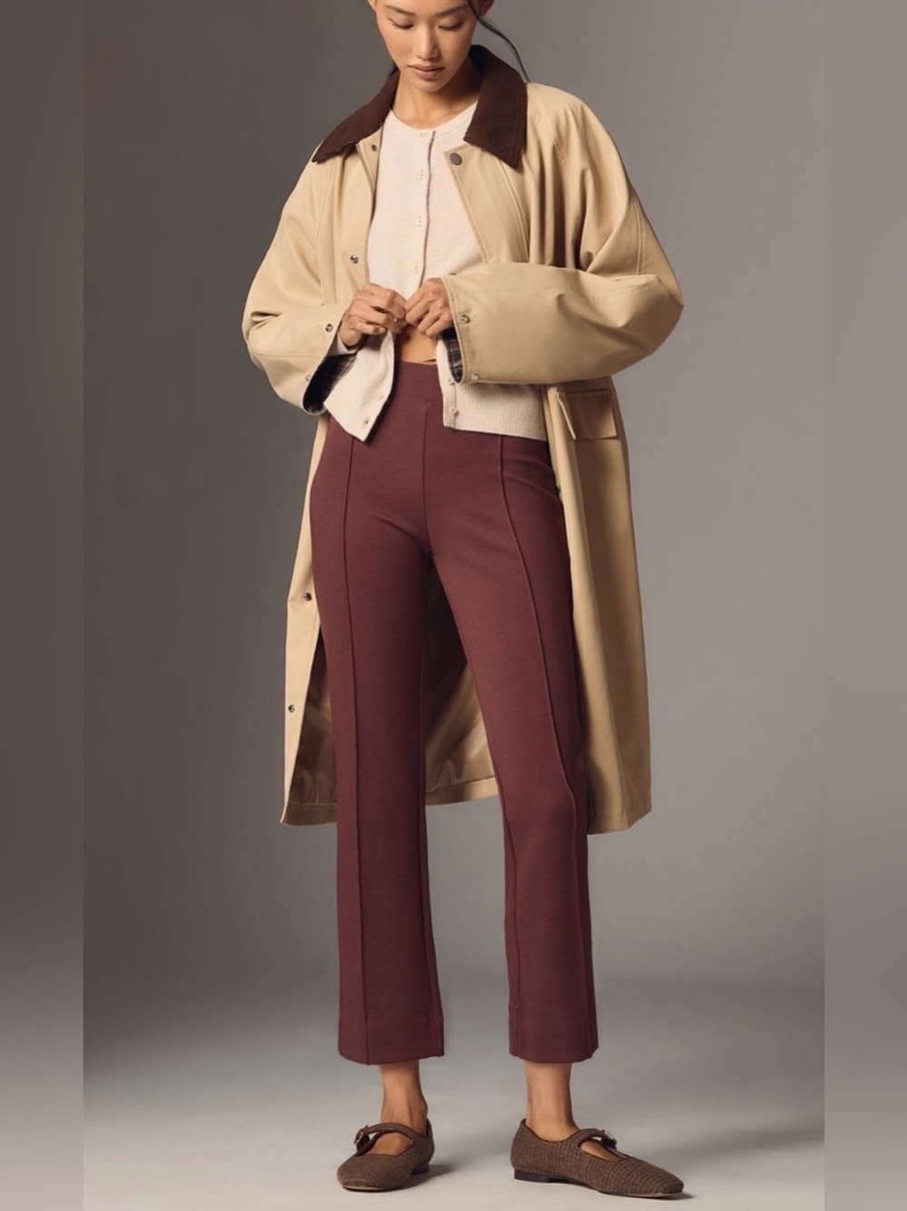 Anthropologie maeve poppy kick flare pull on pants maroon size small
